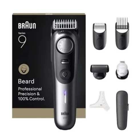 Braun Trimmer Barba Series 9, + 7 Strumenti Barbiere, Modalità PowerBoost, Lama ProBlade