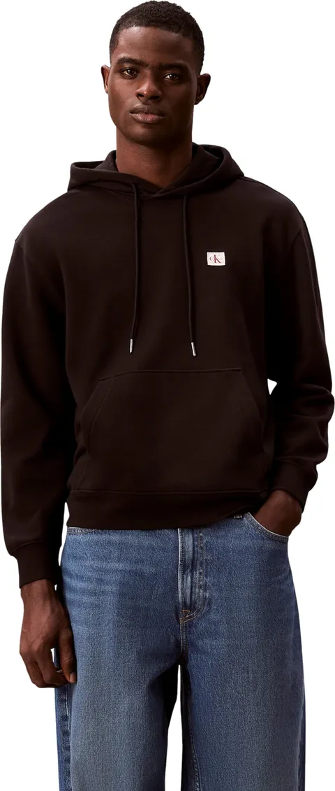 Calvin Klein Uomo Felpa Terry Badge con Cappuccio, Nero (Black), L