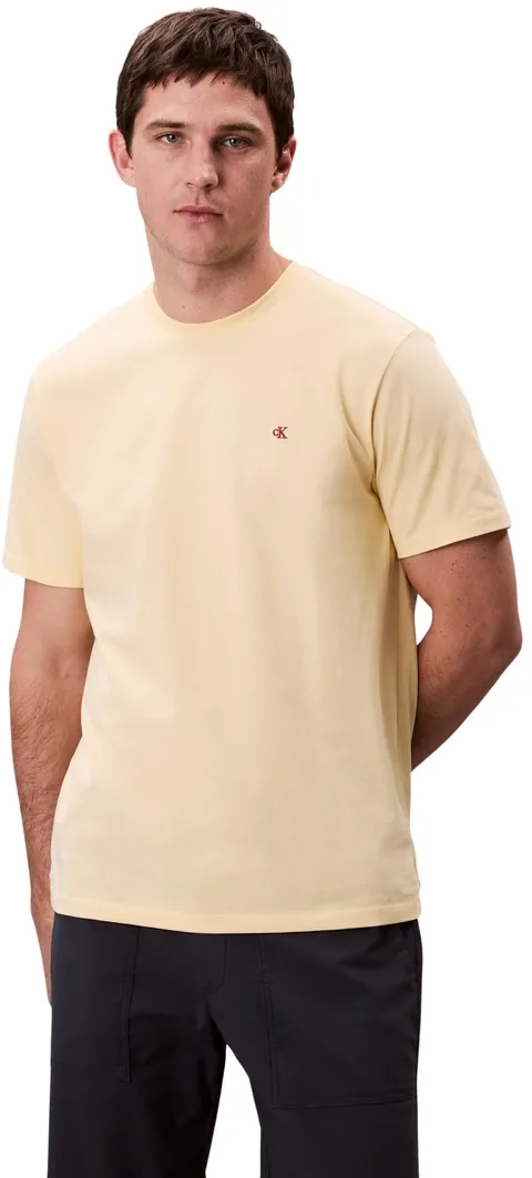 Calvin Klein Uomo T-Shirt Maniche Corte Smooth Solid Tee con Scollo Rotondo, Giallo