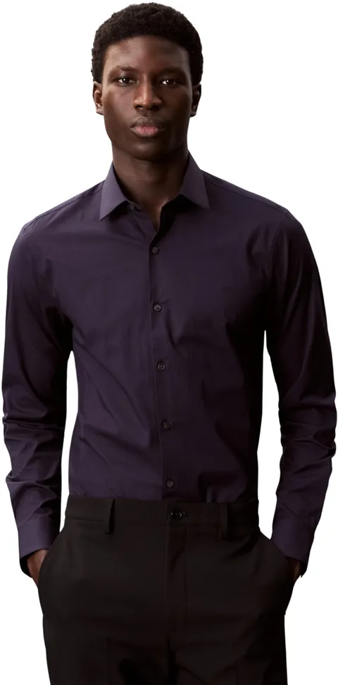 Calvin Klein Camicia da Uomo Slim Esntl Poplin NOS STR SLD, Blu (Night Sky), S