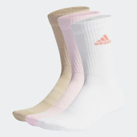 adidas Unisex - Adulto Cushioned Crew Socks 3 Pairs, Clear Pink / White / Wonder Beige