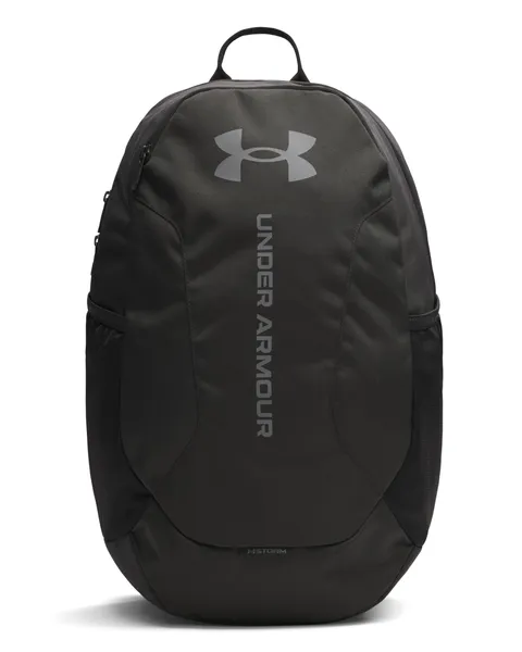 Under Armour Unisex Hustle Lite Backpack, Zaino sportivo resistente e con design idrorepellente, Zaino palestra pratico con pannello inferiore rinforzato,Black/Castlerock,OSFM