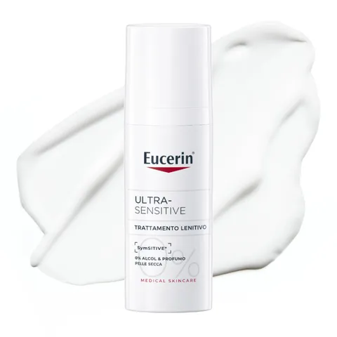 Eucerin Ultra Sensitive Trattamento Lenitivo Pelle Secca 50 ml, Crema viso idratante