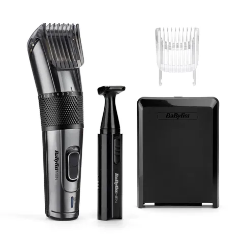 BaByliss MEN E978E Tagliacapelli con Lame in Titanio al Carbonio, a Rete/Ricaricabile