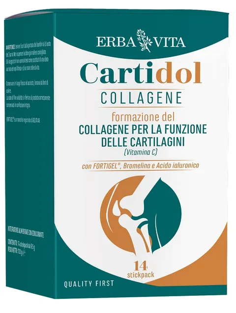 ERBA VITA Cartidol Collagene integratore alimentare in formato stick pack 14 bustine, a