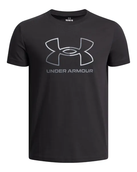 Under Armour Bambino Global Line Foundation Short Sleeve, Maglietta Manica Corta Super Morbida con Stampa Grafica, T-Shirt Sportiva per Allenamento e Abbigliamento Casual,Black/MOD Gray,YMD