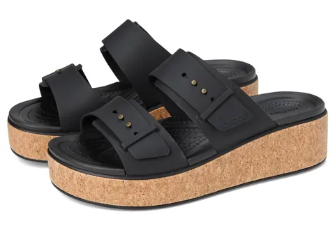 Crocs Brooklyn Cork Buckle, Sandali Donna, Nero, 41/42 EU