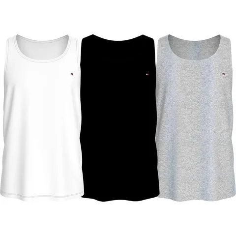Tommy Hilfiger Uomo Canotte Confezione da 3 Scollo Rotondo, Multicolore (White/Black/Grey Heather), S