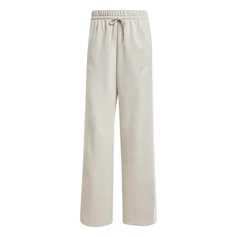 adidas Donna Essentials 3-Stripes Open Hem Fleece Pants, Wonder Alumina/White, XXL