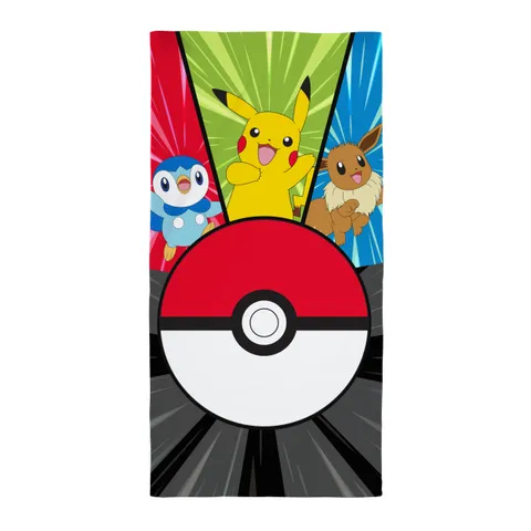 Pokémon Asciugamano per bambini | tocco super morbido, tinta unita con Pikachu, Pokeball