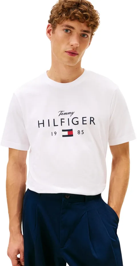 Tommy Hilfiger Men Brand Love Big Hilfiger Tee MW0MW41455 S/S T-Shirt, Bianco, L, Bianco