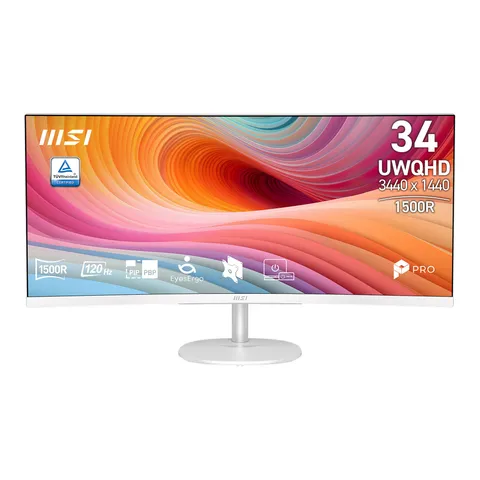 msi PRO MP341CQW E12 Monitor 34” Uwqhd (3440×1440) Curvo 1500R, VA, 120Hz, 1ms, HDR