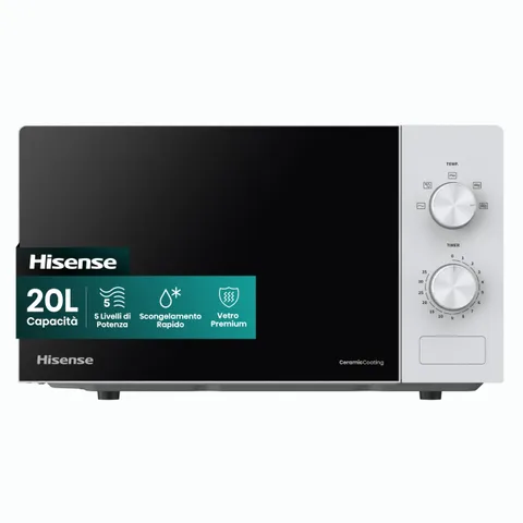 Hisense H20MOWP1 Forno Microonde Con Controllo Meccanico, Capacità 20 L, Potenza 700 Watt