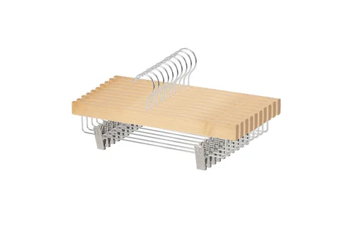 Amazon Basics Appendiabiti in legno con clip, confezione da 10, 36 x 16 cm, naturale