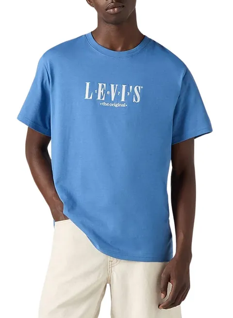 Levi's SS Relaxed Fit Tee, T-Shirt Uomo, Serif Logo Dutch Blu, L