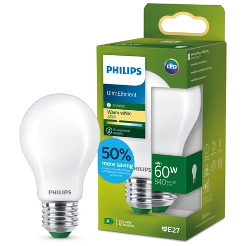 Philips LED Lampadina Goccia Classe A Ultra Efficiente a Risparmio Energetico, Vetro