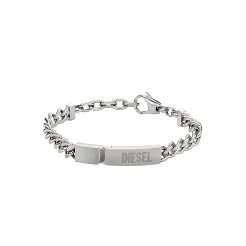 Diesel Bracciale Da Uomo, 18 Cm - 19,5 Cm Bracciale In Acciaio Inossidabile Argentato