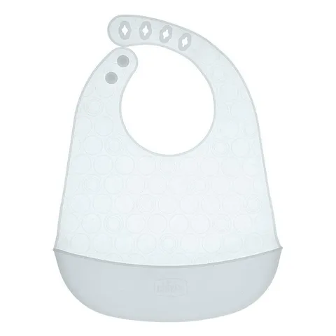 Chicco Bavaglino in Silicone Morbido con Tasca Raccoglipappa, Bavaglia Impermeabile e Regolabile per Svezzamento, Facile da Pulire, Pieghevole e Salvaspazio, Ideale in Viaggio e a Casa, Senza BPA