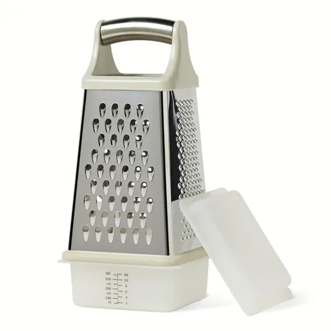 Amazon Basics Grattugia per Formaggio a 4 Lati, in Acciaio Inox, Lavabile in Lavastoviglie