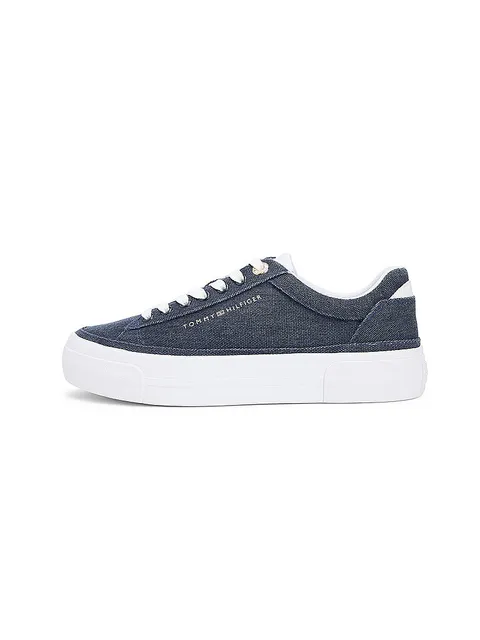 Tommy Hilfiger TH Foxing Platform Washed Canvas FW0FW09172 Top Basso, Blu (Blu Spazio), 38