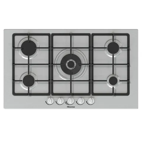 Hisense GM973XF Piano Cottura a Gas 5 Fuochi, Larghezza 86 cm, Bruciatore Wok, Griglie