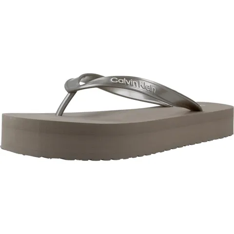 Calvin Klein Donna Infradito Flatform con Zeppa, Grigio (Desert Taupe), 42