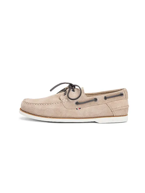 Tommy Hilfiger Uomo Scarpa da Barca Core in Pelle Scamosciata, Beige (Coastal Taupe), 44