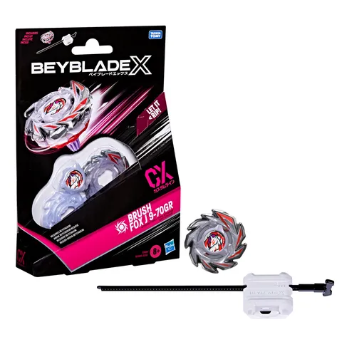 Hasbro Beyblade X, Set Starter Pack Brush Fox J 9-70GR CX con Trottola bey di Attacco e