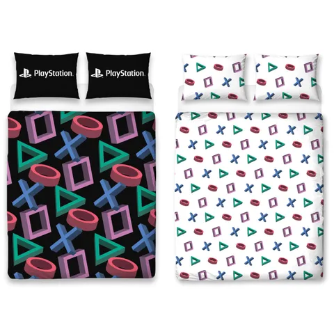 Set copripiumino matrimoniale ufficiale PlayStation | Design astratto reversibile su 2