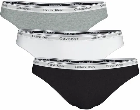 Calvin Klein Perizomi Donna Confezione da 3 Modern Logo Tanga, Multicolore (Black/White/Grey Heather), L