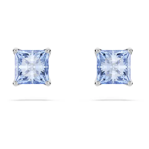 Swarovski Orecchini a lobo Matrix, Taglio squadrato, Blu, Placcato rodio