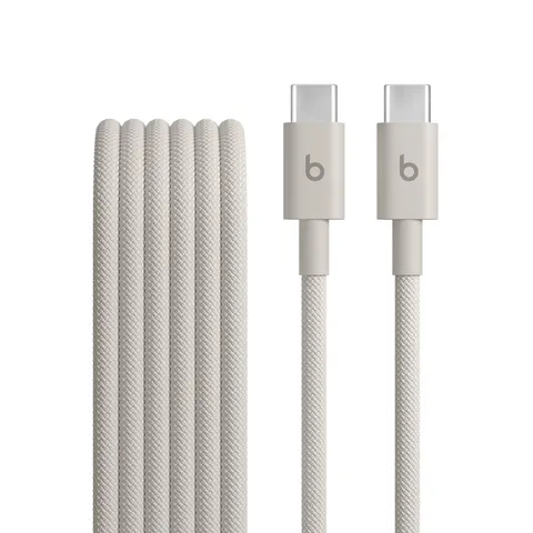 Beats da USB-C a USB-C Cavo in tessuto intrecciato, ricarica rapida, resistente e antigroviglio, caricatore compatibile per dispositivi Apple e Android (1,5 m) - Grigio guizzo
