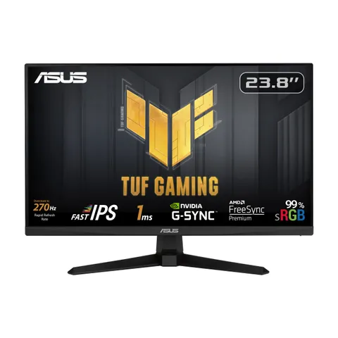 ASUS TUF Gaming VG249QM1A, Monitor Gaming 23.8”, FullHD (1920x1080), fino a 270Hz, Tempo di Risposta 1ms, G-Sync, Free-Sync Premium, Extreme Low Motion Blur, Nero