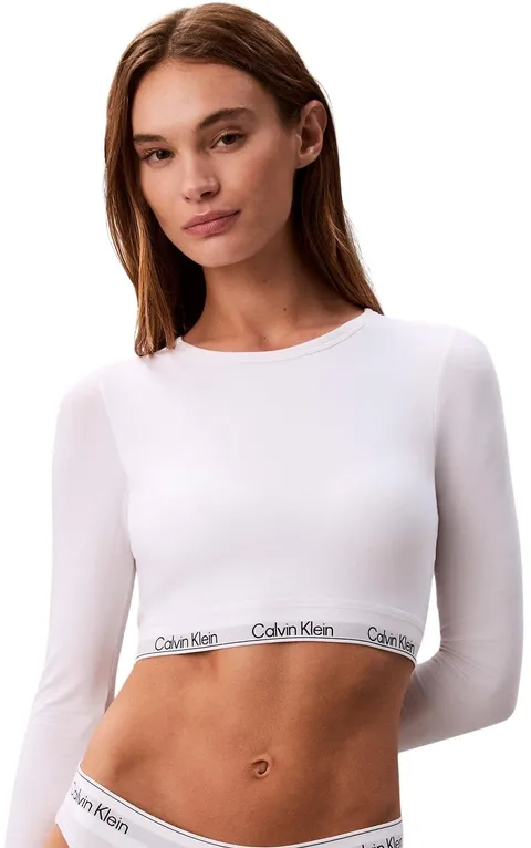 Calvin Klein Donna Bralette Lightly Lined Top Corto, Bianco (White), L