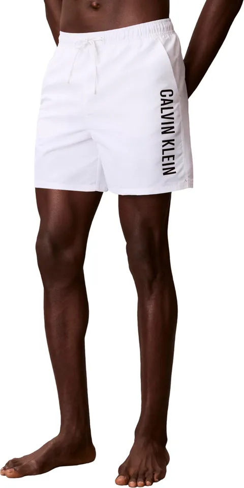 Calvin Klein Uomo Pantaloncino da Bagno Medium Drawstring con Coulisse, Bianco (Classic