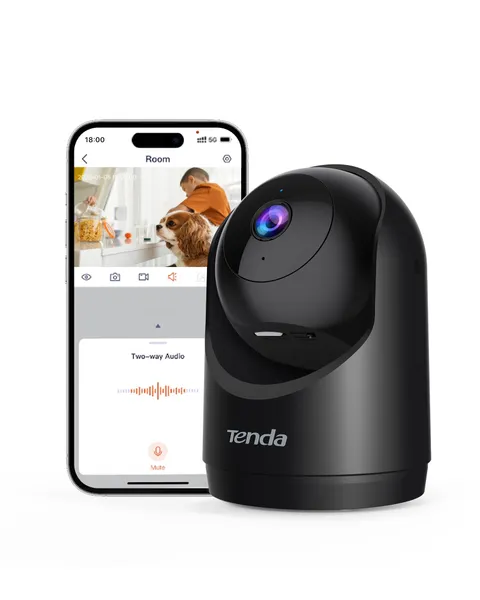 Tenda 2K Telecamera Sicurezza Interno, Videocamera Wi-Fi 6 Pan-Tilt per la Sicurezza
