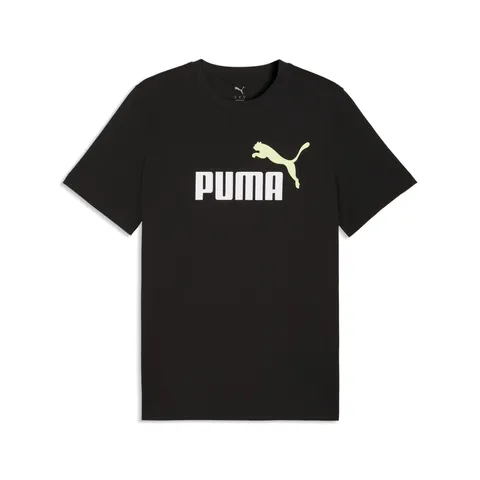 PUMA T-Shirt con Logo Bicolore Essentials N. 1 da Uomo 3XL, Black Apple Spritz Green