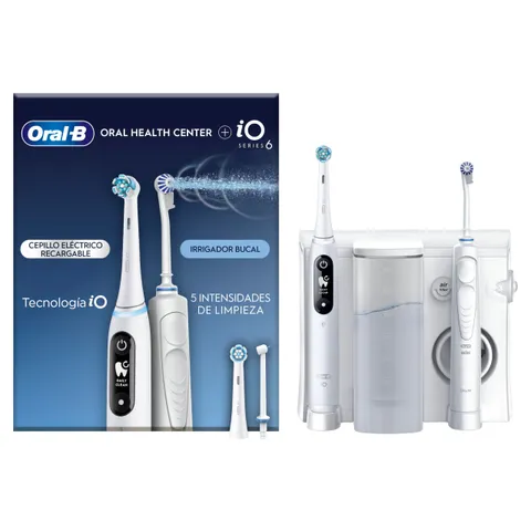 Oral-B Idropulsore, 2 Beccucci Oxyjet, Spazzolino Elettrico iO6, 2 Testine, Bianco - 1