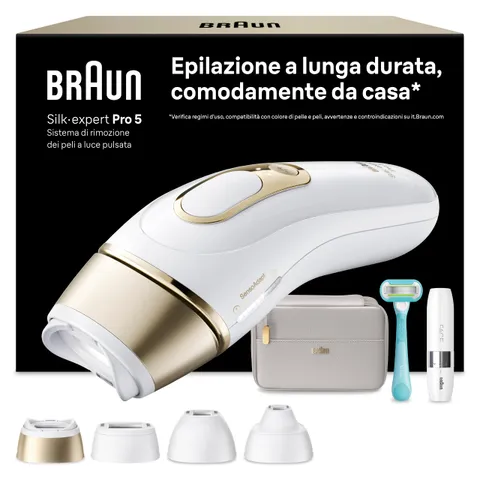 Braun Silk·expert Pro 5, Epilatore Luce Pulsata Smart, Epilazione Laser Peli Donna A