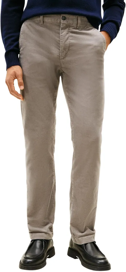 Tommy Hilfiger Uomo Pantaloni Chino Denton Corduroy Straight Fit, Grigio (Hydrogen Grey)