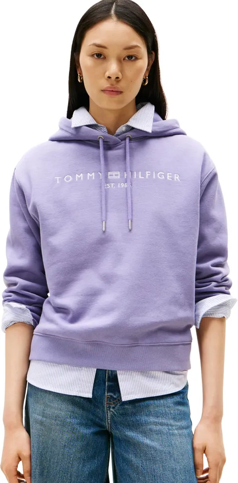 Tommy Hilfiger Mdrn Reg Corp Logo Hoodie, Felpa con Cappuccio Donna, Viola (Lavender