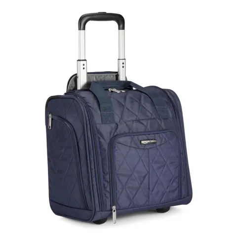 Amazon Basics Bagaglio per Vano Sotto-Sedile, Blu Navy, Trapuntato, 35.3 x 25.2 x 38.5 cm