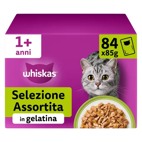 Whiskas Cibo Umido in Gelatina per Gatti Adulti 84x85g Selezione Assortita