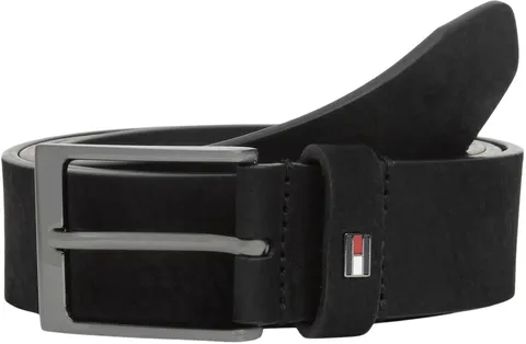 Tommy Hilfiger Uomo Cintura Layton 3,5 cm in Pelle, Nero (Black), 110 cm
