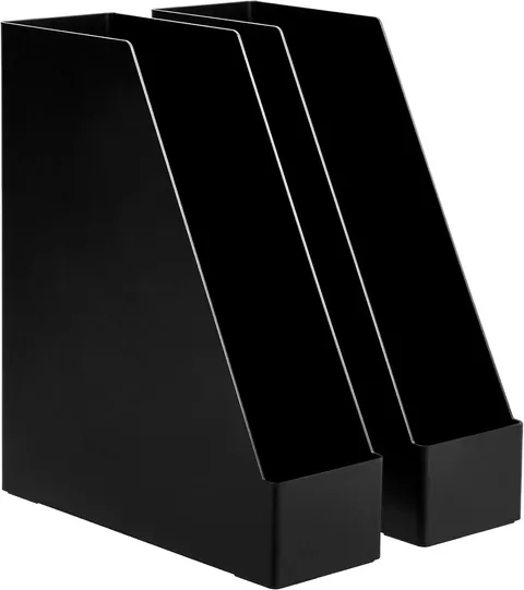 Amazon Basics Plastic Organizer - Portariviste, confezione da 2, Nero