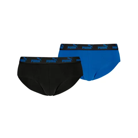 Puma Men's Elements Brief, Black/Blue, M (2er Pack)