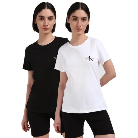 Calvin Klein Jeans T-Shirt Donna Maniche Corte Confezione da 2 Monologo Slim Scollo