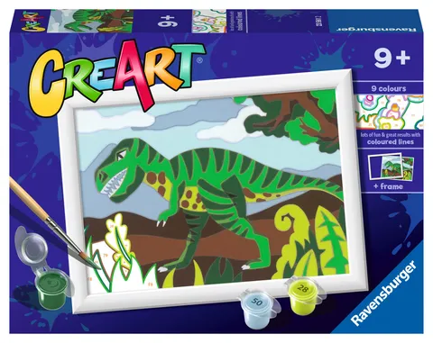 Ravensburger CreArt: Dinosauro affamato - Dipingere con i Numeri per Bambini 9+ Anni, Kit