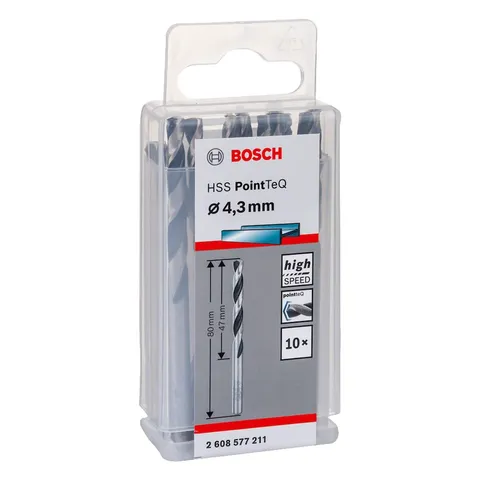 Bosch Accessories 2608577261 HSS PointTeQ (9,3 x 81 x 125 mm) - Set da 10 Pezzi di Punte