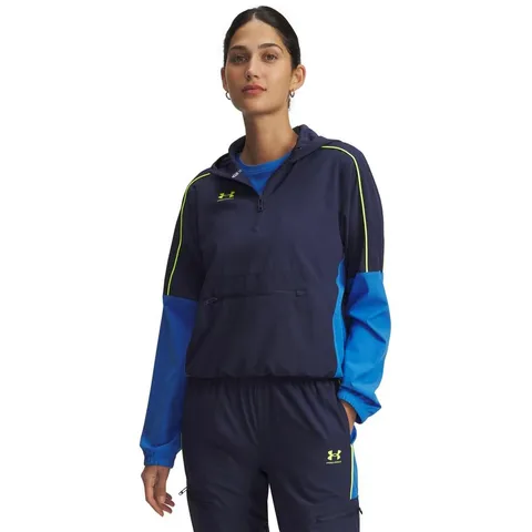 Under Armour Felpa da Donna UA W Challenger Anorak, Blu Marino Slavato / / Giallo ad Alta visibilità, M
